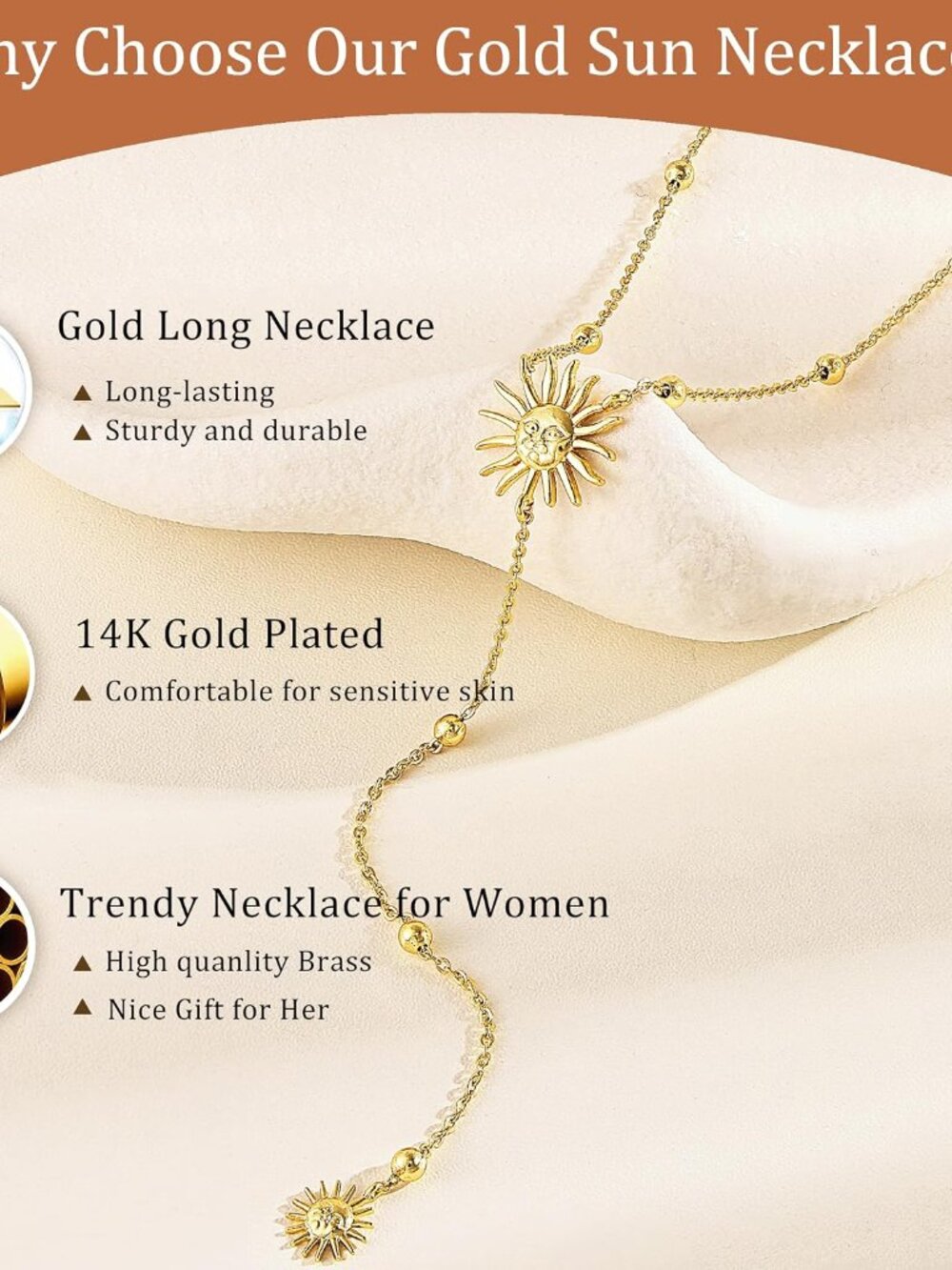 Lariat Necklace for Women, 14k Gold Plated Long Y-Shaped Drop Chain Necklace Dai - Picture 6 of 8